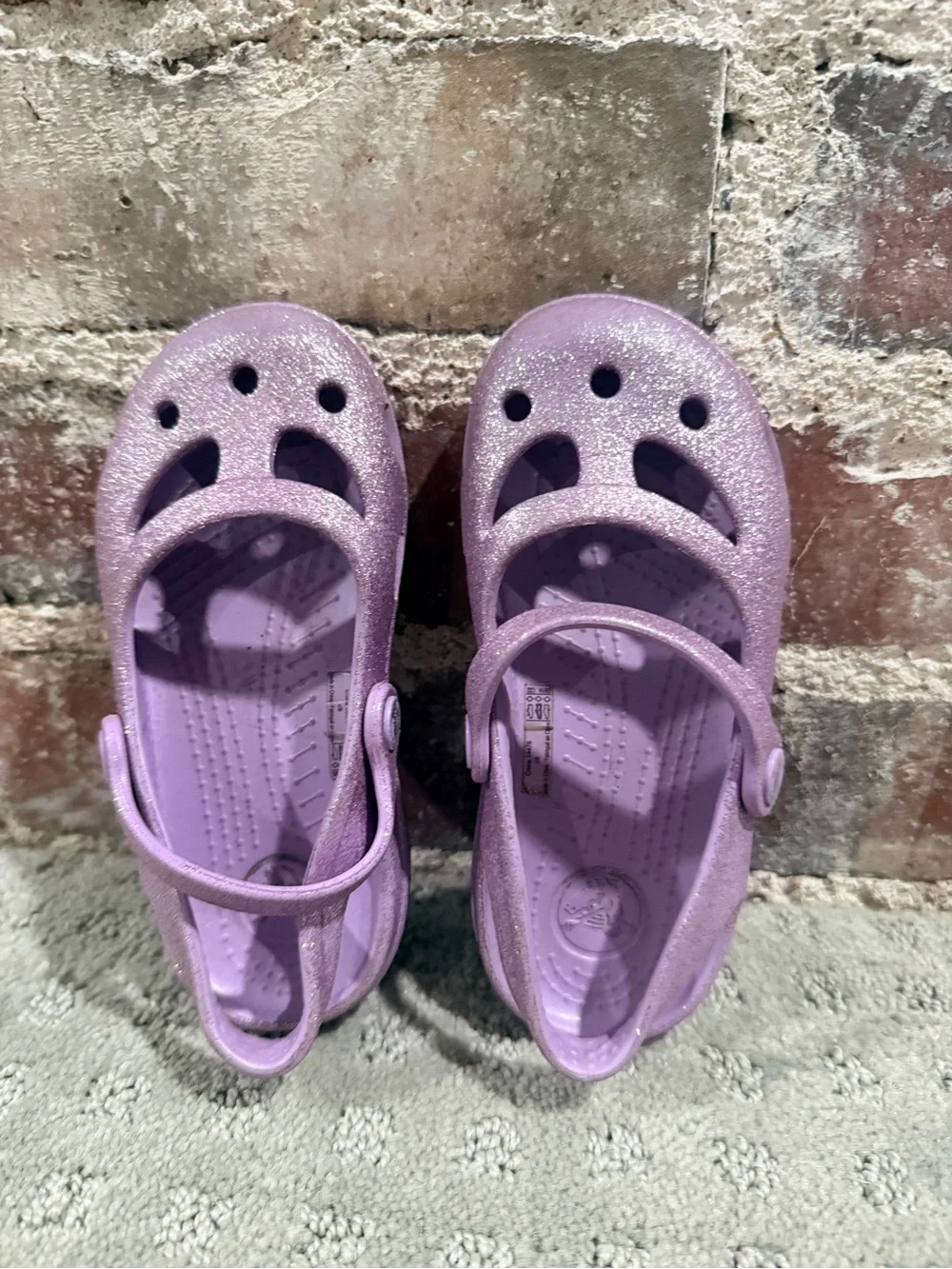 CROCS Kids Glitter Mary Jane Clogs - Lavender